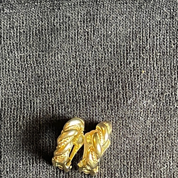 Vintage Christian Dior Gold Twisted Hoop Earrings - Picture 6 of 12